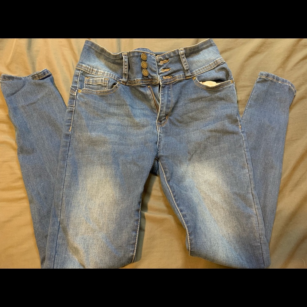 High waisted skinny jeans